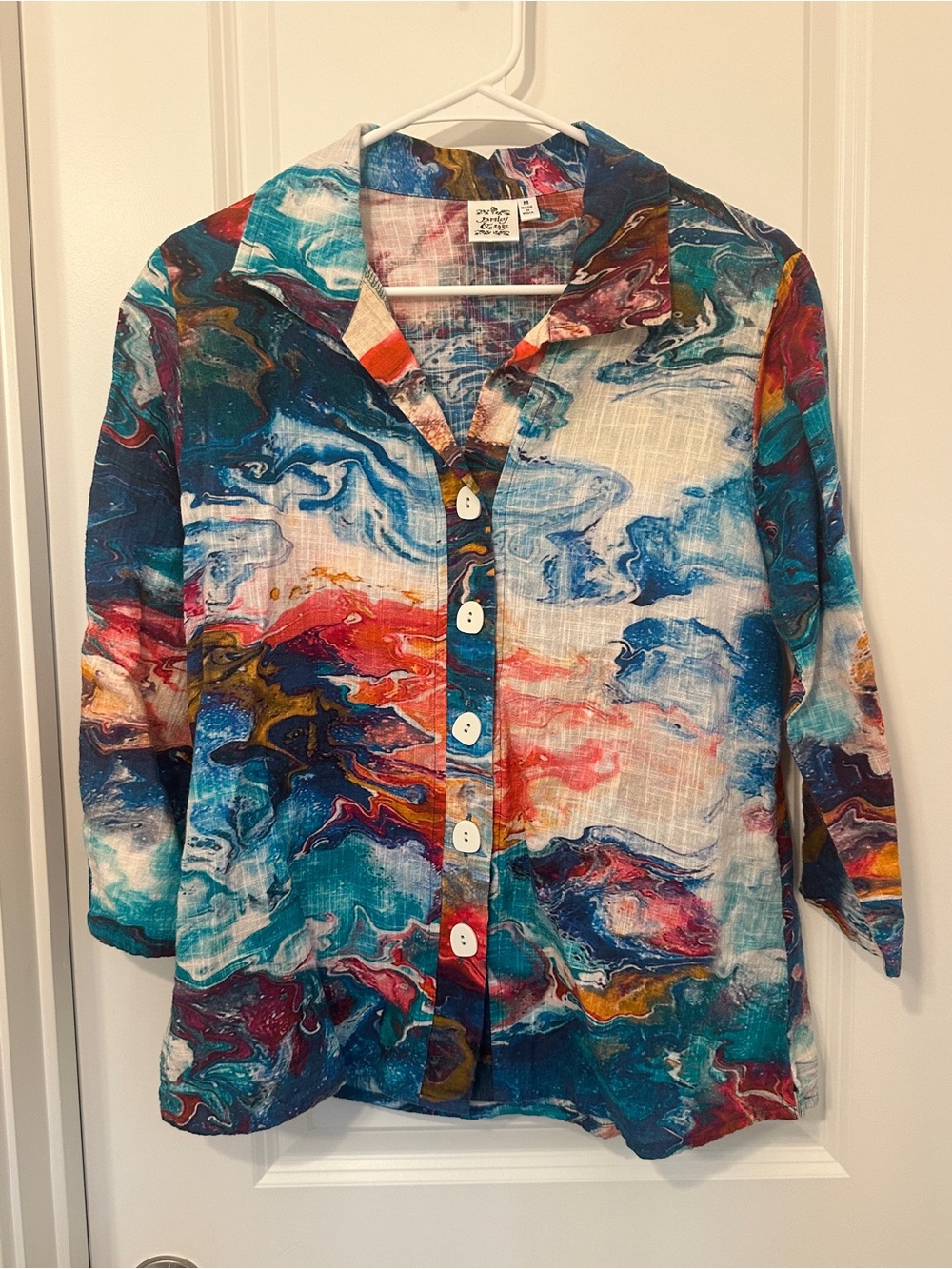 Parsley & Sage Tunic Blouse Multicolor
Button Front Sz Medium Quirky